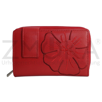 Branco - Leder Damen Geldbrse Portemonnaie - Rot mit Blumen