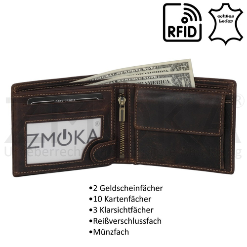presented-by-ZMOKA-Wild-Things-Only-Leder-Herren-Geldboerse-Portemonnaie-Geldbeutel-Dunkelbraun-ProduktID-WTO-HGB-5501N-BND-img_alt_3